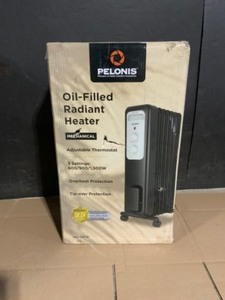 lot 36 image: Pelonis 1,500-Watt Oil-Filled Radiant Electric Space Heater with Thermostat. See Pictures