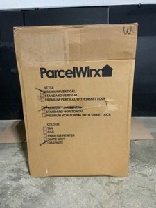 lot 46 image: RTS Home Accents ParcelWirx Graphite Vertical Lockable Package Delivery Box. See Pictures