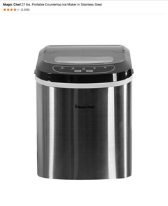 lot 48 image: Magic Chef 27 lbs. Portable Countertop Ice Maker in Stainless Steel. See Pictures