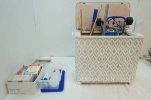 lot 15 image: clothing hamper and luggage cart