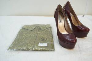 lot 74 image: Steve Madden heels and silk shirt
