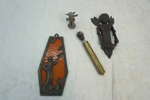 lot 148 image: antique door knocker, stained glassbrass sun catcher