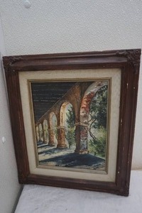 lot 173 image: San Juan Capistrano acrylic painting by J. Kraft