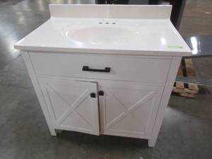 Ainsley 36 in. W x 22 in. D Bath Vanity in White with Granite Vanity Top in Black with White Basin