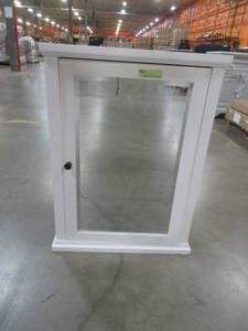 Merryfield 24 in. W x 32 in. H Framed Surface-Mount Bathroom Medicine Cabinet in White - Door Needs Repair.