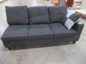Jet Black Linen 4-Seater L-Shaped Left-Facing Chaise Sectional Sofa, F125A - Missing Chaise Sofa Section Only..