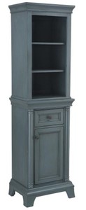 Strousse 21 in. W x 72 in. H Linen Cabinet in Distressed Blue Fog - Top needs to be reattached.