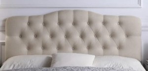 TOV Furniture Nixon Bed, Beige King Upholstered Headboard.