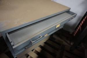 lot 53 image: 5 Drawer Metal Framed Blue Print File Cabinet