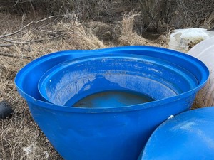lot 92 image: 2 Large Blue Poly Open Face Storage Tanks