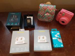 Instax Camera With Case, Fitbit Surge & Ear Buds