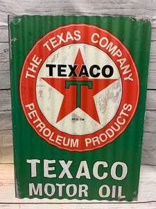Texaco Corrugated Metal Sign 11X16