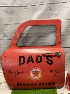 Dads Texaco Roadside Garage Metal Truck Door (18 Inches Tall)