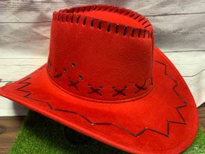 New Faux Suede Red Cowboy Hat
