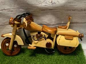 Handmade Wood Motorcycle 10 Inch Long