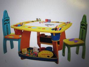 lot 28 image: crayola wooden art table and chair ...