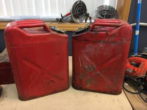 lot 131 image: 2 Vintage U.S. Jerry Fuel Cans