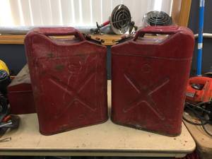 lot 144 image: 2 Vintage U.S. 1951 Jerry Fuel Cans