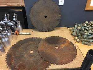 lot 154 image: Vintage Large Round Saw Blades