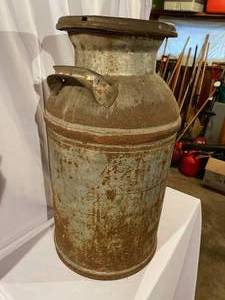 lot 41 image: Vintage Metal Rusty Milk Can