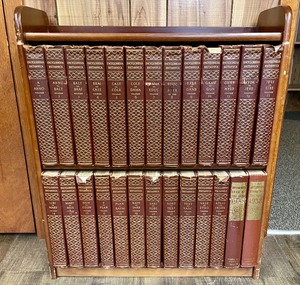 lot 92 image: Bookshelf with a Set of Encyclopedia Britannica