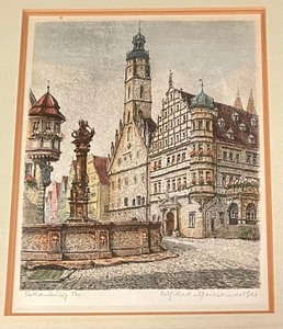 lot 105 image: Framed Vintage Colored Etching
