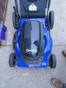 Kobalt 110 volt push mower with bagger. Lightly used. Tested & works. As shown.