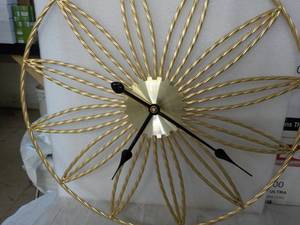 Gold Wall Clock tested and Works, ...
