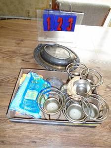 Silver plate Server & tea candles. As shown.