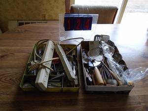 Qty of 2 flats of kitchen utensils & power strips. As shown.