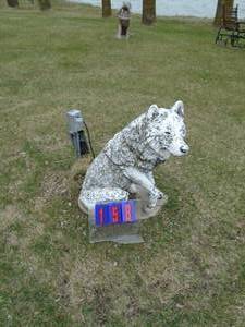 Cement wolf yard art. As shown.
