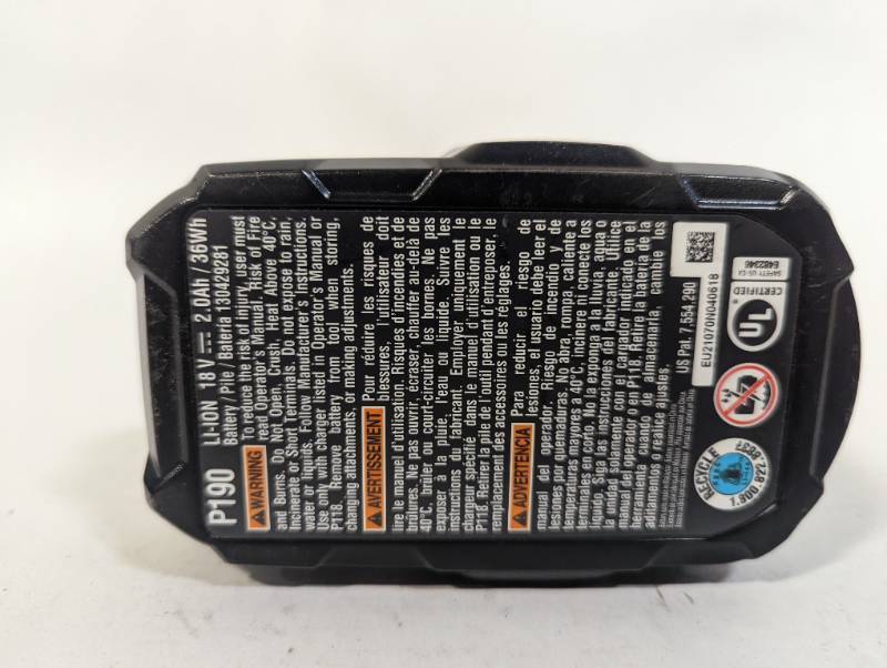 lot 719 image: Ryobi 18v 2AH Battery - Tested