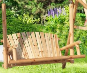 lot 412 image: 4.4 ft. 2-Person Natural Fir Wood Patio Porch Swing - Missing Stand.