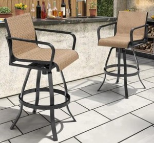 lot 418 image: Swivel Cast Aluminum Outdoor Bar Stool in Brown (2-Chairs), CL-ST008BRN-2IN1.