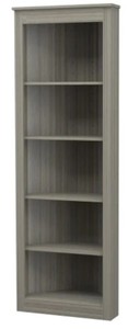 lot 421 image: 70.9 in. Smoke Oak Wood 5-shelf Corner Bookcase, BE-12804. UNCALIMED FREIGHT