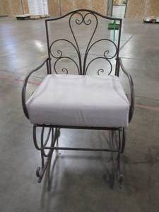 lot 426 image: Karl Home Brown Metal Outdoor Rocking Chair With Seat Cushion, 475903112257.