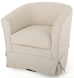 lot 430 image: Noble House Cecilia Natural Fabric Swivel Chair with Loose Cover, 8149.