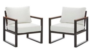 lot 438 image: (2-Pack) West Park Aluminum Outdoor Lounge Chairs with CushionGuard White Cushion - NEW, UNCLAIMED FREIGHT