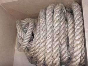 lot 43 image: SUPER THICK Twisted Manila Hemp Rope (2 Inch x 50 Feet)