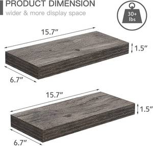 lot 48 image: 2 Sets of Qeeig Floating Shelves - Rustic Gray and Brown