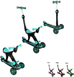 lot 117 image: Forc 3 Wheeled  3-in-1 Scooter for Kids Ages 3-9, BlackGreen