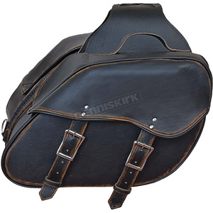 lot 122 image: UNIK INTERNATIONAL BlackAntique Brown Original Leather Quick Release Saddlebags