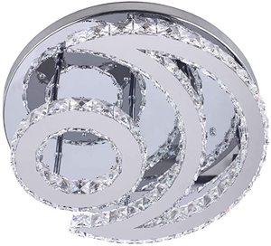lot 14 image: CXGLEAMING Modern Crystal LED Flush Mount Moon Light