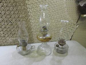 (D-2) 3 Vintage KeroseneOil Lamps ...