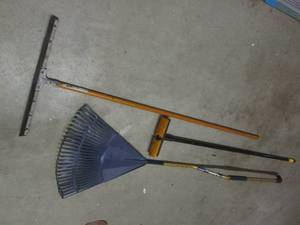 (F-3) Yard Rake, Floor Squeegee and...