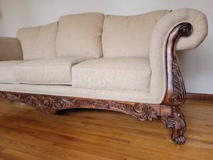 Cream Tuscan Carved Broyhill Sofa