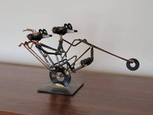 Metal Scrap Sculpture Signed Dexter