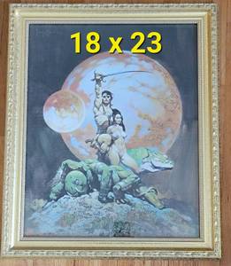 Frank Frazetta Sci Fi Poster in a Gold Frame