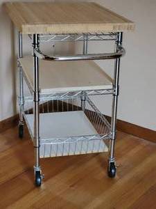 Bamboo Butcher Block Rolling Kitchen Cart