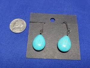 lot 121 image: Homeade turquoise dangle earrings